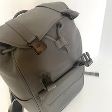 Load image into Gallery viewer, Coach League Flap Backpack CU072 Charcoal Gray Leather Laptop Bag Mens
