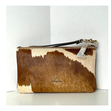 Load image into Gallery viewer, Coach Ashton Wristlet CDY07 Haircalf Cow Print Leather Clutch Brown A