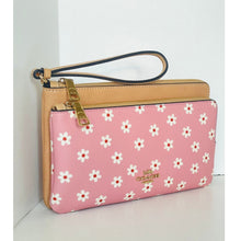 Load image into Gallery viewer, Coach Double Zip Phone Wallet CEY48 Pink Floral Canvas Leather Wristlet
