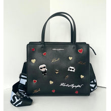 Load image into Gallery viewer, Karl Lagerfeld Maybelle Black Ikons Pin Satchely Bag
