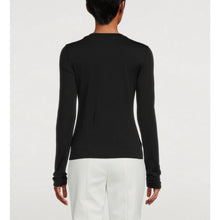 Load image into Gallery viewer, Theory Tiny Tee Long Sleeve Crew Neck Black Rib Knit Top Fitted Small