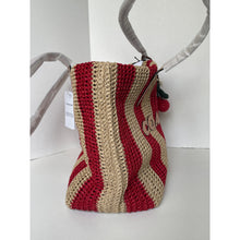 Load image into Gallery viewer, Coach City Tote CER30 Large Red Tan Striped Straw Carryall Bag