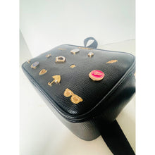 Load image into Gallery viewer, Karl Lagerfeld Maybelle Crossbody Bag Black Faux Leather Gold Glitter Pins