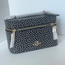 Load image into Gallery viewer, Coach Cosmetic Case CCF44 Black Leather Polka Dot Large Travel Zip