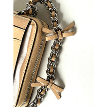 Load image into Gallery viewer, Coach Zip Card Case CEC13 Light Sand Leather Bow ID Wallet with Chain Strap
