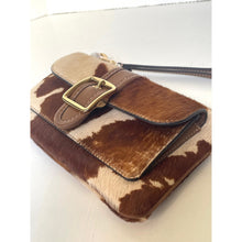 Load image into Gallery viewer, Coach Ashton Wristlet CDY07 Haircalf Cow Print Leather Clutch Brown F