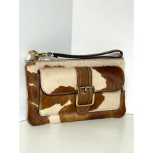 Load image into Gallery viewer, Coach Ashton CDY07 Wristlet Haircalf Cow Print Leather Clutch Brown D