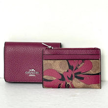 Load image into Gallery viewer, Coach CZ447 Double Card Holder Red Bow Signature Canvas Mini Wallet