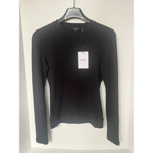 Load image into Gallery viewer, Theory Tiny Tee Long Sleeve Crew Neck Black Rib Knit Top Fitted Small