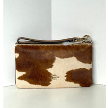 Load image into Gallery viewer, Coach Ashton CDY07 Wristlet Haircalf Cow Print Leather Clutch Brown D