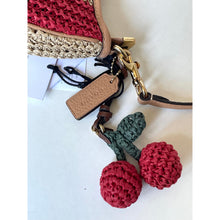 Load image into Gallery viewer, Coach Teri CER34 Red Tan Striped Straw Shoulder Bag