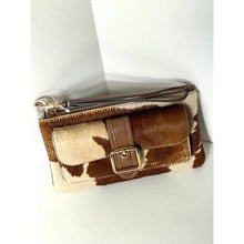 Load image into Gallery viewer, Coach Ashton Wristlet CDY07 Haircalf Cow Print Leather Clutch Brown F