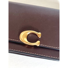 Load image into Gallery viewer, Coach Bandit Card Case Maple Brown CH825 Calf Leather Brass Mini Wallet**