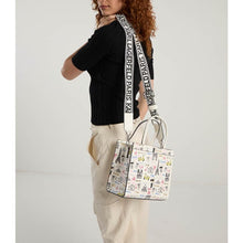 Load image into Gallery viewer, Karl Lagerfeld Maybelle Satchel Ikons Paris Print White Faux Leather Bag