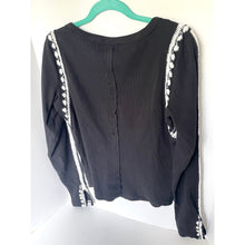 Load image into Gallery viewer, Free People Lost Love Black Ribbed Cotton Embroidered Long Sleeve Top XL