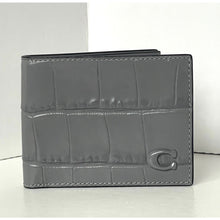 Load image into Gallery viewer, Coach Slim Billfold Wallet CW444 Charcoal Gray Embossed Leather Bifold Men's