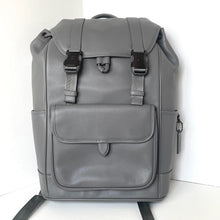 Load image into Gallery viewer, Coach League Flap Backpack CU072 Charcoal Gray Leather Laptop Bag Mens