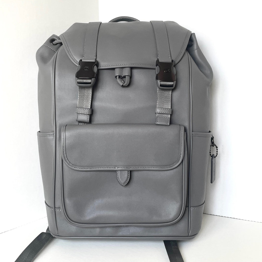 Coach League Flap Backpack CU072 Charcoal Gray Leather Laptop Bag Mens – Luxe Fashion Finds