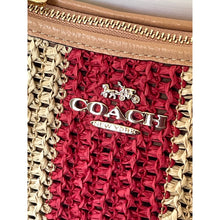 Load image into Gallery viewer, Coach Teri CER34 Red Tan Striped Straw Shoulder Bag