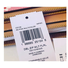 Load image into Gallery viewer, Coach Double Zip Phone Wallet CEY48 Pink Floral Canvas Leather Wristlet