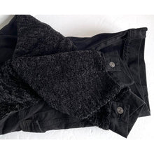 Load image into Gallery viewer, 7 For All Mankind Denim Jacket Womens L Black Faux Shearling Fur Cropped Coat