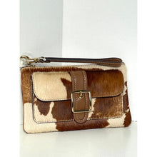 Load image into Gallery viewer, Coach Ashton Wristlet CDY07 Haircalf Cow Print Leather Clutch Brown F