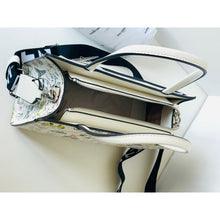 Load image into Gallery viewer, Karl Lagerfeld Maybelle Satchel Ikons Paris Print White Faux Leather Bag