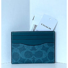 Load image into Gallery viewer, Coach CW366 Aquamarine Signature Canvas ID Card Case