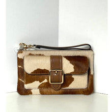 Load image into Gallery viewer, Coach Ashton CDY07 Wristlet Haircalf Cow Print Leather Clutch Brown D