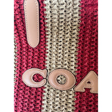 Load image into Gallery viewer, Coach City Tote CER30 Large Red Tan Striped Straw Carryall Bag
