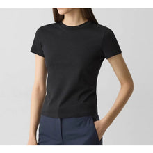 Load image into Gallery viewer, Theory Tiny Tee 2 Black Ribbed Pima Cotton Short Sleeve T-Shirt – Women's Large