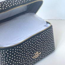 Load image into Gallery viewer, Coach Cosmetic Case CCF44 Black Leather Polka Dot Large Travel Zip