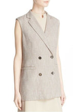 Load image into Gallery viewer, Eleventy Women&#39;s Double Breasted Sleeveless Tweed Long Beige Vest Jacket - 12 - Luxe Fashion Finds