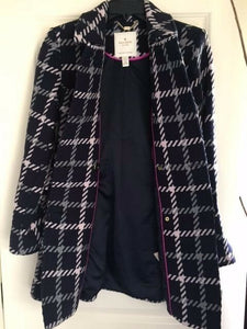Kate Spade Women's Wool Peacoat Bow-Back Plaid Double Breasted Blue Coat - XS - Luxe Fashion Finds