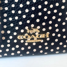 Load image into Gallery viewer, Coach Cosmetic Case CCF44 Black Leather Polka Dot Large Travel Zip