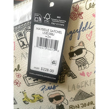 Load image into Gallery viewer, Karl Lagerfeld Maybelle Satchel Ikons Paris Print White Faux Leather Bag