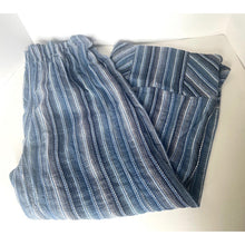 Load image into Gallery viewer, Free People Day's End Pants L Striped Wide Leg Blue Cotton Pull On Elastic
