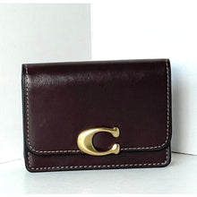 Load image into Gallery viewer, Coach Bandit Card Case Maple Brown CH825 Calf Leather Brass Mini Wallet**