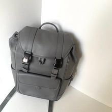 Load image into Gallery viewer, Coach League Flap Backpack CU072 Charcoal Gray Leather Laptop Bag Mens