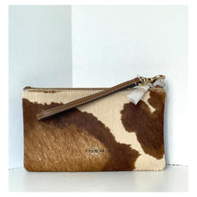 Load image into Gallery viewer, Coach Ashton Wristlet CDY07 Haircalf Cow Print Leather Clutch Brown C