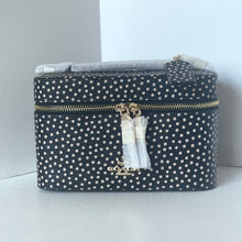 Load image into Gallery viewer, Coach Cosmetic Case CCF44 Black Leather Polka Dot Large Travel Zip