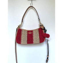 Load image into Gallery viewer, Coach Teri CER34 Red Tan Striped Straw Shoulder Bag