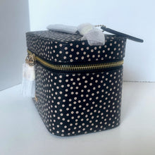 Load image into Gallery viewer, Coach Cosmetic Case CCF44 Black Leather Polka Dot Large Travel Zip