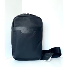 Load image into Gallery viewer, Ted Baker Wickham Men's Black Nylon-Blend Faux Leather Sling Crossbody Bag