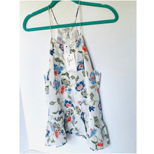 Load image into Gallery viewer, Joie Derwen White Floral Silk Sleeveless Ruffle Top Women's Medium