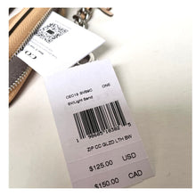 Load image into Gallery viewer, Coach Zip Card Case CEC13 Light Sand Leather Bow ID Wallet with Chain Strap