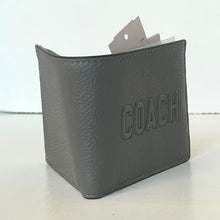 Load image into Gallery viewer, Coach Slim Billfold Wallet CZ062 Charcoal Gray Graphic Pebbled Leather
