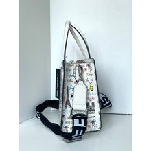 Load image into Gallery viewer, Karl Lagerfeld Maybelle Satchel Ikons Paris Print White Faux Leather Bag
