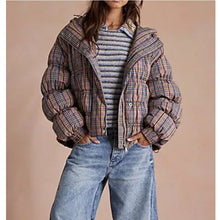Load image into Gallery viewer, Free People Party Of One Plaid Hooded Puffer Jacket