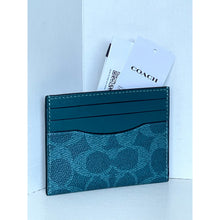 Load image into Gallery viewer, Coach CW366 Aquamarine Signature Canvas ID Card Case